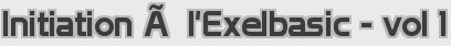 Initiation Ã  l'Exelbasic - vol 1